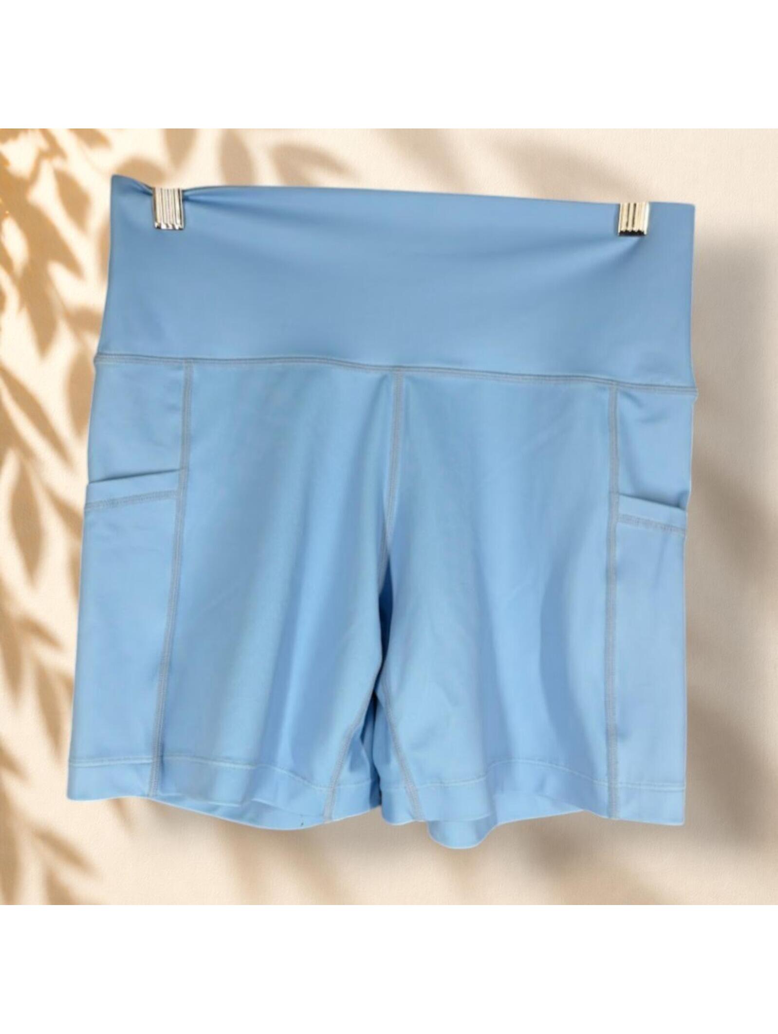 Cvg Activewear Bicycle Shorts Women S Small Blue Mid Rise Pull On Running